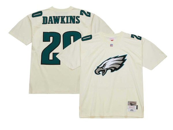 Brian Dawkins Philadelphia Eagles Chainstitch Legacy Jersey - Cream