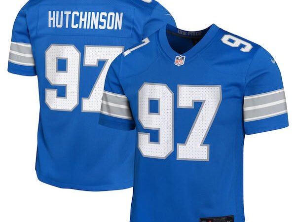 Aidan Hutchinson Detroit Lions Nike Youth Team Player Game Jersey - Blue