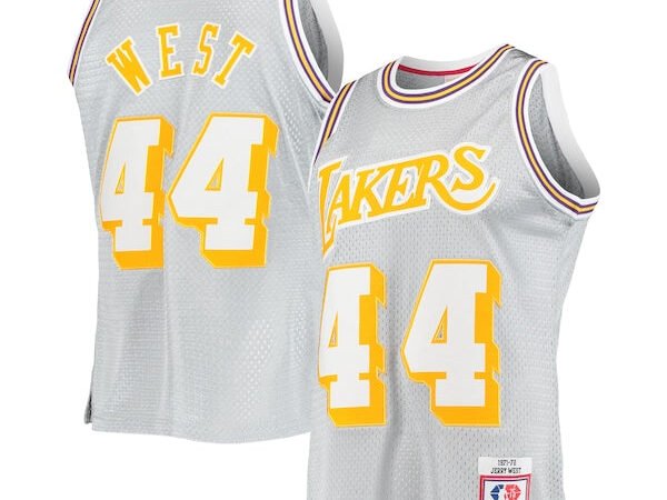 Jerry West Los Angeles Lakers 75th Anniversary 1971/72 Hardwood Classics Swingman Jersey - Silver