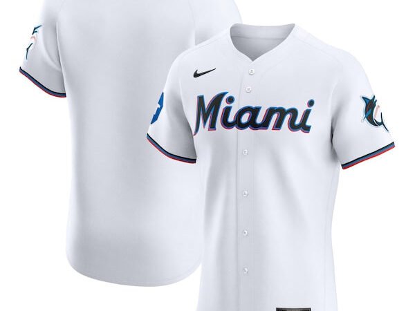 Miami Marlins Nike Home Elite Patch Jersey - White