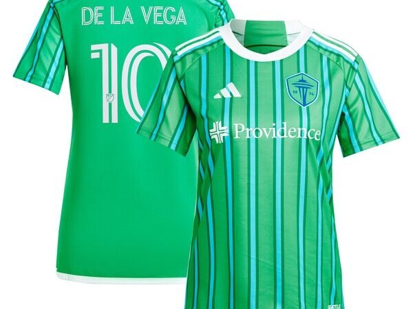 Pedro de la Vega Seattle Sounders FC adidas Women's 2024 The Anniversary Kit Replica Player Jersey – Green