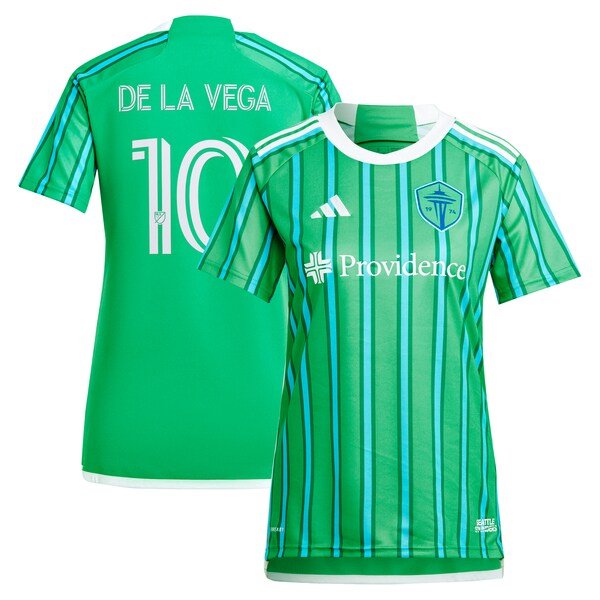 Pedro de la Vega Seattle Sounders FC adidas Women's 2024 The Anniversary Kit Replica Player Jersey – Green