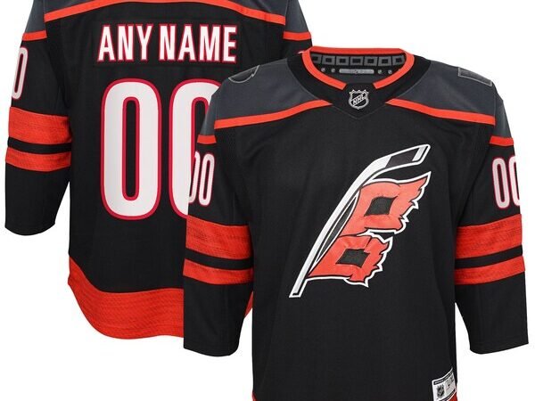 Carolina Hurricanes Youth Home Premier Custom Jersey - Black