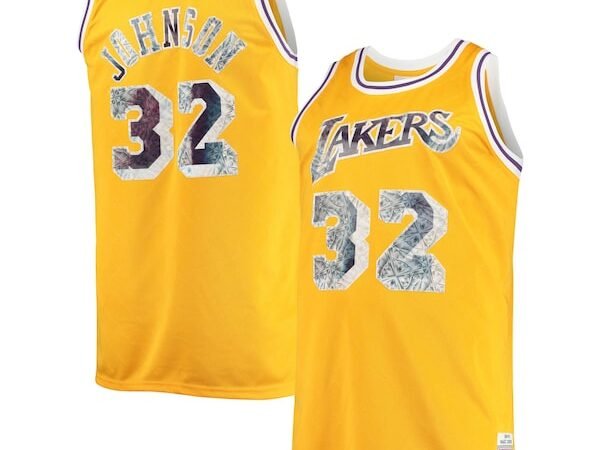 Magic Johnson Los Angeles Lakers Big & Tall 1984/85 NBA 75th Anniversary Diamond Swingman Jersey - Gold