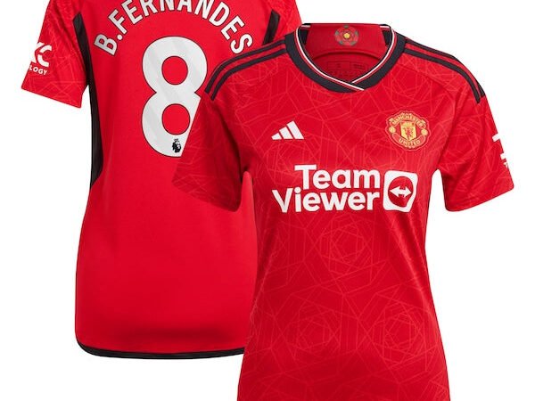 Bruno Fernandes Manchester United adidas Women's 2023/24 Home Replica Player Jersey - Red/Green