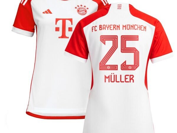 Thomas Müller Bayern Munich adidas Women's 2023/24 Home Replica Jersey - White/Black