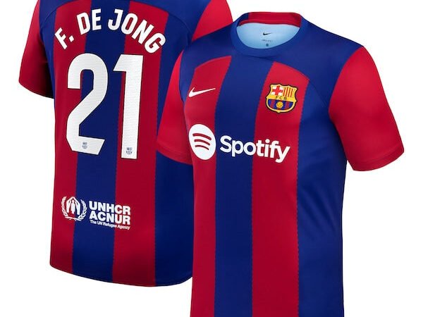 Frenkie de Jong Barcelona Nike 2023/24 Home Replica Jersey - Royal/Aqua/White