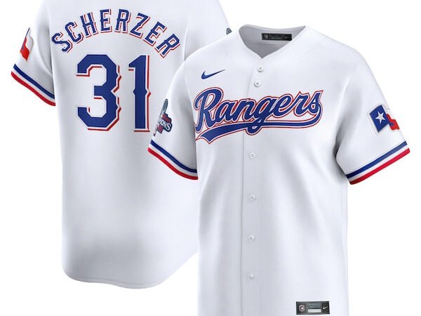 Max Scherzer Texas Rangers Nike Home 2023 World Series Champions Limited Jersey - White