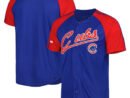 Chicago Cubs Stitches Button-Down Raglan Fashion Jersey - Royal