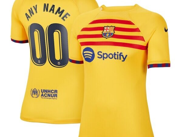 Barcelona Nike Women's 2022/23 Fourth Breathe Stadium Replica Custom Jersey - Yellow