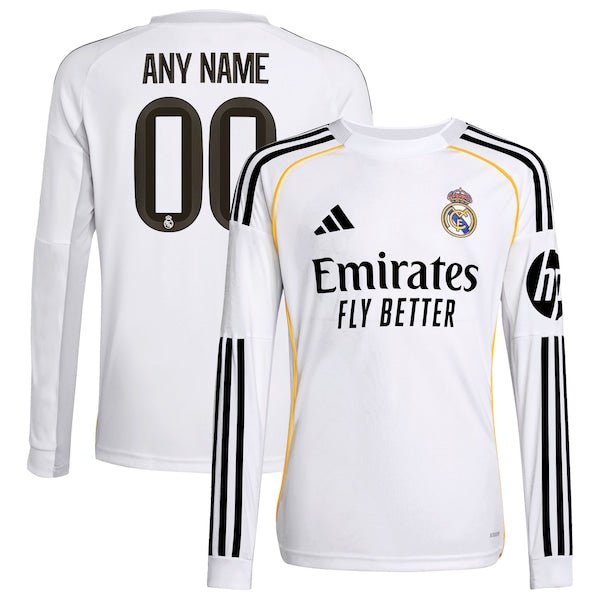 Los Merengues adidas Youth 2025/26 Home Replica Long Sleeve Custom Jersey - White