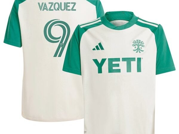 Brandon Vazquez Austin FC adidas Youth 2024 The Armadillo Kit Replica Player Jersey - Tan
