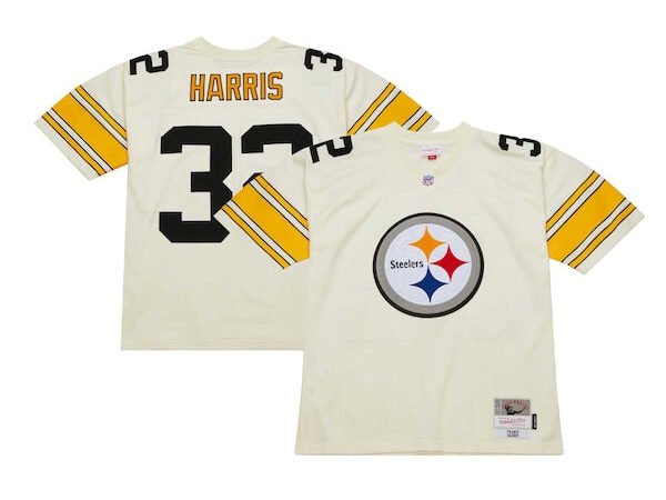Franco Harris Pittsburgh Steelers Chainstitch Legacy Jersey - Cream