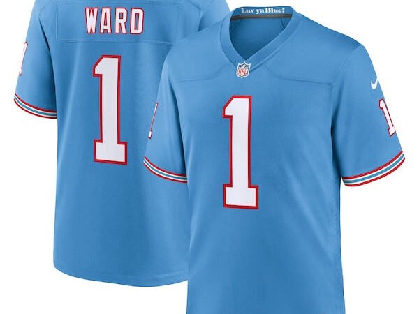 Cameron Ward Tennessee Titans Nike 2025 NFL Draft First Round Pick 2nd Game Jersey - Light Blue/Navy/White