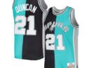 Tim Duncan San Antonio Spurs Hardwood Classics 1998/99 Split Swingman Jersey - Black/Teal