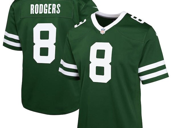 Aaron Rodgers New York Jets Nike Youth Game Jersey - Gotham Green/Black/White