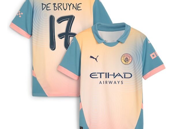 Kevin De Bruyne Manchester City Puma Youth 2024/25 Fourth Replica Player Jersey - Blue/Light Blue