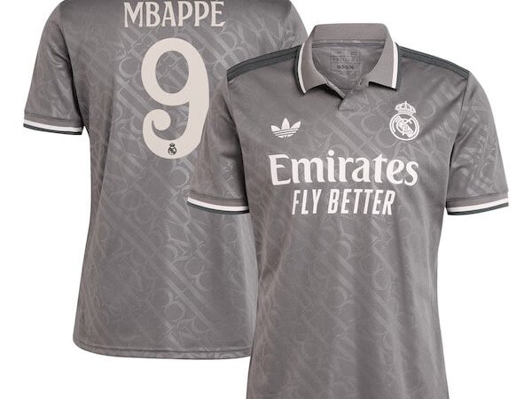 Kylian Mbappé Los Merengues adidas Originals 2024/25 Third Replica Player Jersey - Charcoal
