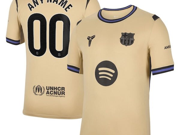 Barcelona Nike 2025/26 Away Stadium Replica Custom Jersey - Gold/Navy