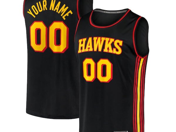Atlanta Hawks  Youth Custom Fast Break Replica Jersey Black - Statement Edition
