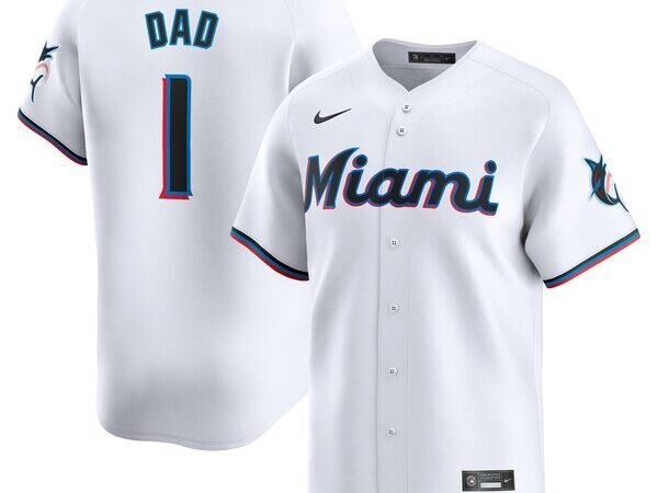 Miami Marlins Nike #1 Dad Home Limited Jersey - White