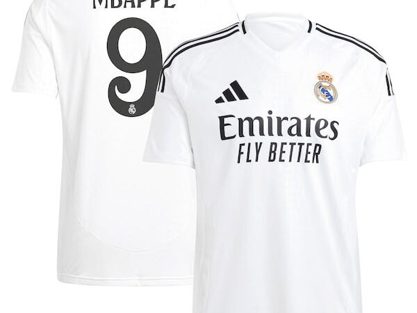 Kylian Mbappé Los Merengues adidas 2024/25 Home Replica Player Jersey - White