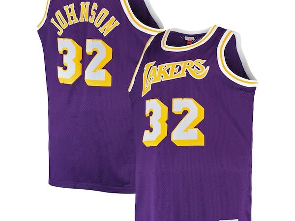 Magic Johnson Los Angeles Lakers Big & Tall 1984/85 Hardwood Classics Swingman Jersey - Purple