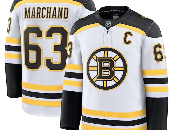 Brad Marchand Boston Bruins Away Premium Jersey - White/Black