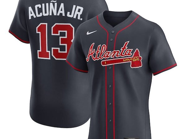 Ronald Acuña Jr. Atlanta Braves Nike Alternate Elite Jersey - Navy/White/Red