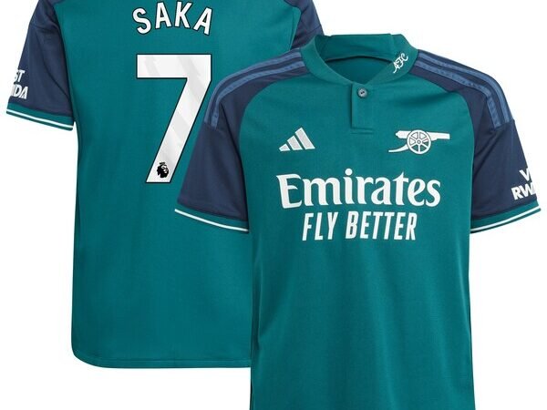 Bukayo Saka Arsenal adidas Youth 2023/24 Third Replica Player Jersey - Green