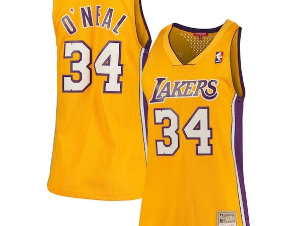 Shaquille O'Neal Los Angeles Lakers Women's 1999/00 Hardwood Classics Swingman Jersey - Gold