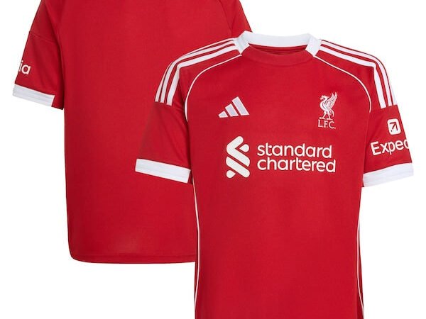 Liverpool adidas Youth 2025/26 Home Replica Jersey - Red/Green