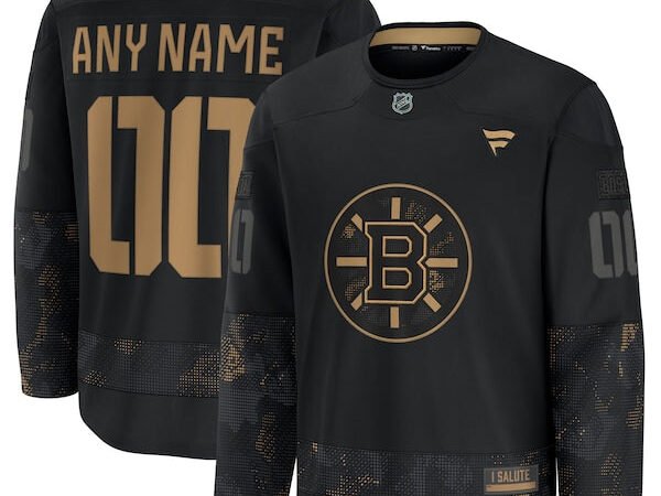 Boston Bruins  2024 Military Appreciation Personalized Long Sleeve Practice Jersey - Black