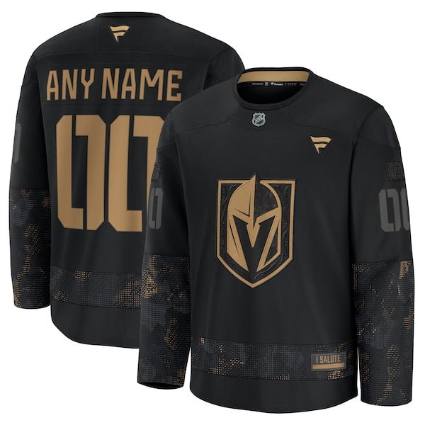 Vegas Golden Knights 2024 Military Appreciation Personalized Long Sleeve Practice Jersey - Black