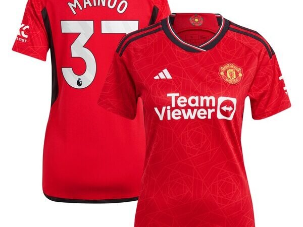 Kobbie Mainoo Manchester United adidas Women's 2023/24 Home Replica Player Jersey - Red/Green