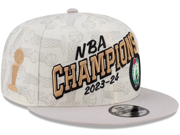 Boston Celtics New Era 2024 NBA Finals Champions Locker Room 9FIFTY Snapback Hat - Cream