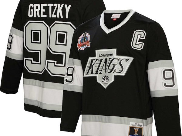 Wayne Gretzky Los Angeles Kings Captain Patch 1992/93 Blue Line Player Jersey - Black