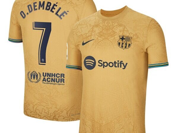 Ousmane Dembele Barcelona Nike 2022/23 Away Authentic Player Jersey - Gold