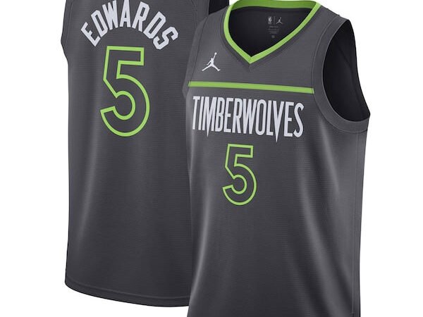 Anthony Edwards Minnesota Timberwolves Jordan Brand Unisex Swingman Jersey - Statement Edition - Charcoal