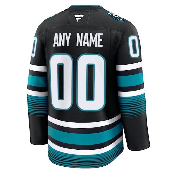 San Jose Sharks Alternate Premium Custom Jersey - Black/Teal
