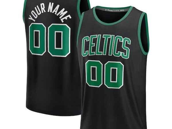 Boston Celtics  Youth Custom Fast Break Jersey - Black - Statement Edition/Kelly Green/White