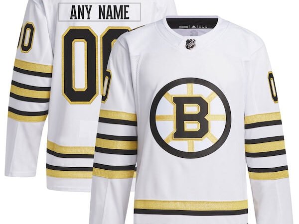 Boston Bruins adidas   100th Anniversary Primegreen Authentic Custom Jersey - White