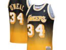Shaquille O'Neal Los Angeles Lakers 1996/97 Hardwood Classics Fadeaway Swingman Player Jersey - Gold/Black