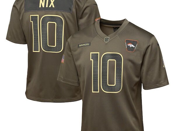 Bo Nix Denver Broncos Nike Youth 2025 Salute to Service Game Jersey - Olive
