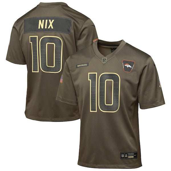 Bo Nix Denver Broncos Nike Youth 2025 Salute to Service Game Jersey - Olive