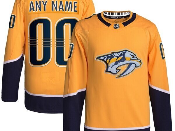 Nashville Predators adidas  Home  Primegreen Authentic Custom Jersey - Gold
