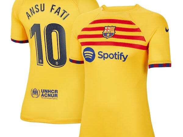 Ansu Fati Barcelona Nike Women's 2022/23 Fourth Breathe Stadium Replica Player Jersey - Yellow