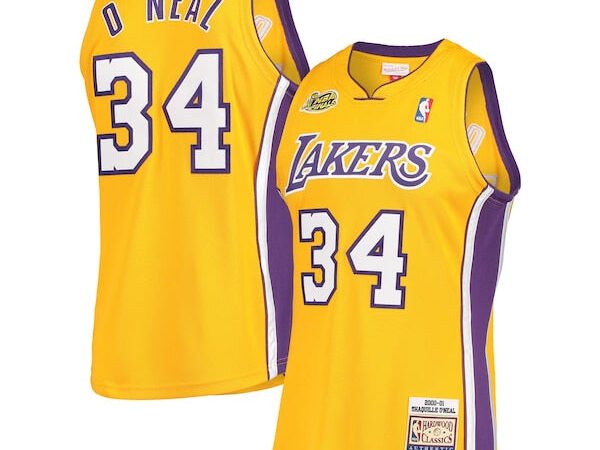 Shaquille O'Neal Los Angeles Lakers 2000 NBA Finals Hardwood Classics Authentic Jersey - Gold