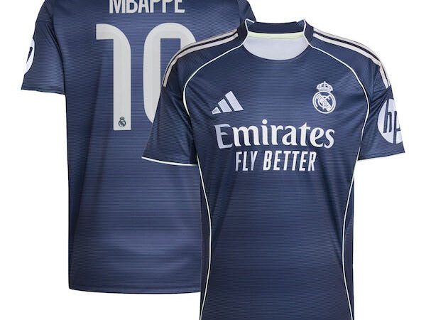 Kylian Mbappé Los Merengues adidas 2025/26 Away Replica Player Jersey - Blue/White