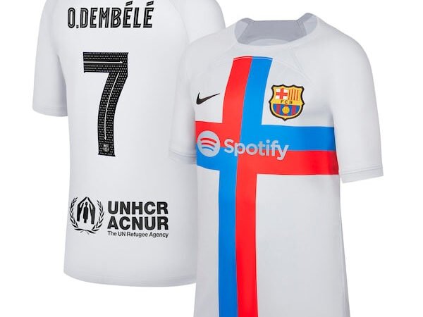 Ousmane Dembele Barcelona Nike Youth 2022/23 Third Breathe Stadium Replica Player Jersey - Gray
